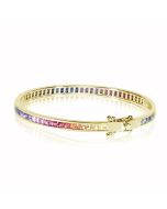 Rainbow Sapphire Eternity Oval Bangle 14K Yellow Gold (8ct tw) By:rainbowsapphirejewelers.com