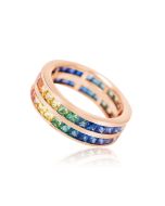Rainbow Sapphire Double Row Eternity Ring 14K Yellow Gold (11ct tw) By:rainbowsapphirejewelers.com