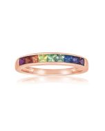 14K 18K Pink Gold (1ct tw) Rainbow Sapphire Engagement Ring The Bare Essentials 2.5mm Princess Cut