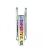Rainbow Sapphire Bar Pendant 14K White Gold (1.2ct tw) by RainbowSapphireJewelers.com