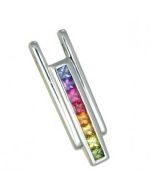 Rainbow Sapphire Bar Pendant 18K White Gold (1.2ct tw) by RainbowSapphireJewelers.com