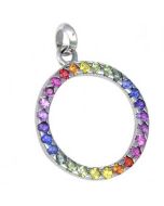 Rainbow Sapphire Circle of Life Pendant 18K White Gold (1.2ct tw) by RainbowSapphireJewelers.com