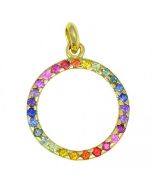 Rainbow Sapphire Eternity Pendant 14K Yellow Gold (1.2ct tw) by RainbowSapphireJewelers.com
