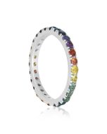 Rainbow Sapphire Pave Set Eternity Ring 14K White Gold (3ct tw) By:rainbowsapphirejewelers.com