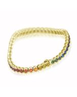 Rainbow Sapphire Bezel Set Tennis Bracelet in solid gold (14ct tw) By:rainbowsapphirejewelers.com