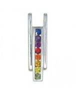 Rainbow Sapphire Bar Pendant 925 Sterling Silver (1.2ct tw) by RainbowSapphireJewelers.com