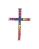 Rainbow Sapphire Religious Crucifix Cross Pendant 925 Sterling Silver (5ct tw) By:rainbowsapphirejewelers.com