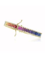 Rainbow Sapphire & Diamond Double Row Invisible Set Tennis Bracelet 18K Yellow Gold (27ct tw) By:rainbowsapphirejewelers.com