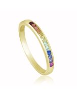 Rainbow Sapphire Half Eternity Band Ring 18K Yellow Gold (1/3ct tw) By:rainbowsapphirejewelers.com