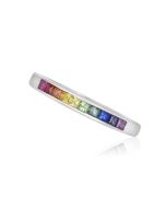 Rainbow Sapphire Half Eternity Band Ring 14K White Gold (3/4ct tw) By:rainbowsapphirejewelers.com