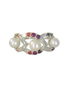  Rainbow Sapphire & Pearl Antique Style Ring 925 Sterling Silver (1/2ct tw) By:rainbowsapphirejewelers.com