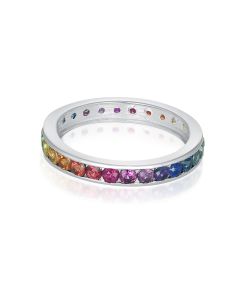 Matching Wedding Ring Natural Sapphire Eternity 14K 18K White Gold 3 Carat