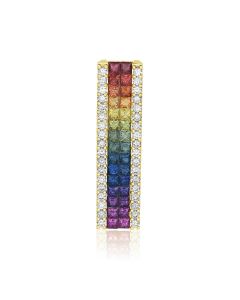 Asgardian Golden Rainbow Necklace with Diamond in 14K 18K Yellow Gold Natural Sapphire Pendant 3.2 Carat Fantasy Jewelry