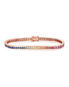 14K 18K Pink Gold Bracelet 7.5 Carat Natural Colorful Sapphire Jewelry Gift for Wifey