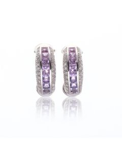 Pink to Purple Sapphire & Diamond 18K Gold Earrings (2.24ct tw)