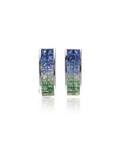 Blue Sapphire and Green Tsavorite Garnet 18K Gold Earrings (3.51ct tw)
