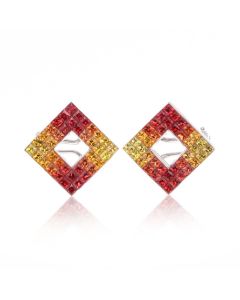 Sunset Sapphire Diamond Orientation 14K Gold Earrings (6.87ct tw)