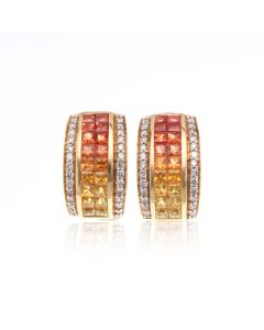 Sunset Sapphire & Diamond 18K Gold Earrings (3.10ct tw)