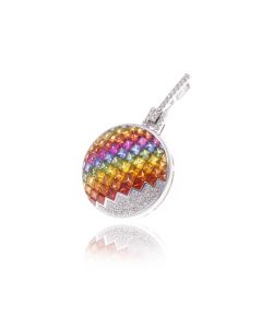 Rainbow Sapphire & Diamond Round Pendant 14K or 18K Gold (9.17ct tw) by Rainbowsapphirejewelers.com