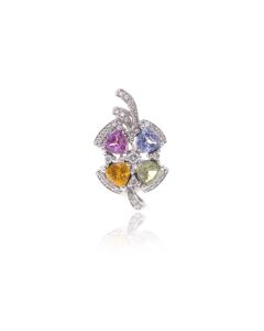 Fancy Rainbow Sapphire & Diamond Pendant 18K Gold (4.40ct tw)