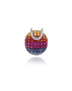 Rainbow Sapphire & Diamond Pendant 18K Gold (6.45ct tw)