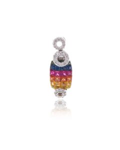 Rainbow Sapphire & Diamond Pendant 18K Gold (2.66ct tw)