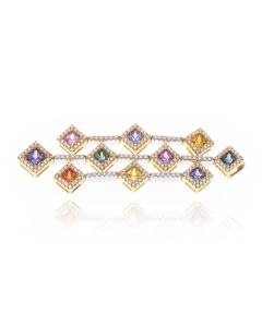 Rainbow Sapphire & Diamond Fancy Pendant 18K Gold (3.28ct tw)by RainbowSapphireJewelers.com