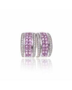 Pink Sapphire & Diamond 18K Gold Earrings (2.83ct tw)