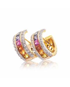 Rainbow Sapphire & Diamond 14K Gold Earrings (3.04ct tw) by RainbowSapphireJewelers.com