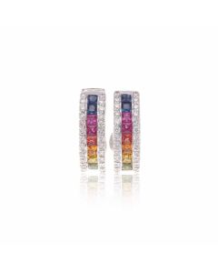 Rainbow Sapphire & Diamond 18K Gold Earrings (2.39ct tw)