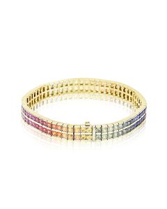 Eternity Bracelet in 14K Yellow Gold Sapphire Bracelet Round Cut 3.0mm 20 Carats