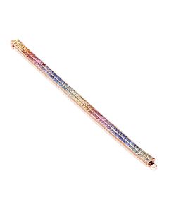 24 Carats Eternity Bracelet in 14K Pink Gold 3.4mm Round Cut Double Row Tennis Bracelet