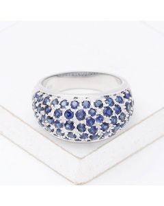 BLUE SAPPHIRE DOME RING IN STERLING SILVER