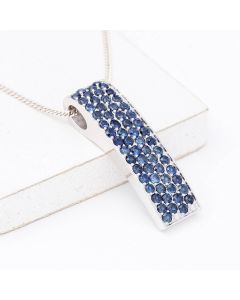 Blue Sapphire Pave Set Pendant 925 Sterling Silver 