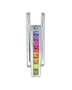 Rainbow Sapphire Bar Pendant 14K White Gold (1.2ct tw) by RainbowSapphireJewelers.com