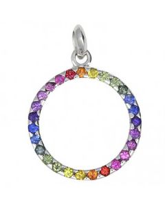 Rainbow Sapphire Circle Pendant 925 Sterling Silver (1.2ct tw) by RainbowSapphireJewelers.com