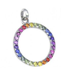 Rainbow Sapphire Circle of Life Pendant 18K White Gold (1.2ct tw) by RainbowSapphireJewelers.com