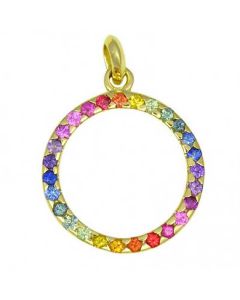 Rainbow Sapphire Eternity Pendant 14K Yellow Gold (1.2ct tw) by RainbowSapphireJewelers.com