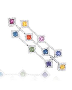 Rainbow Sapphire & Diamond Fancy Pendant 18K Gold (3.34ct tw)