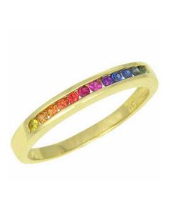 Rainbow Sapphire Half Eternity Band Ring 18K Pink Gold (1/3ct tw) - 7 US