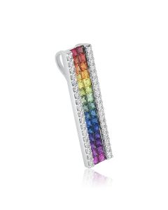 Asgard Rainbow Bridge Diamond Pendant 14K 18K White Gold Genuine Sapphire Necklace Fantasy Fandom Jewelry