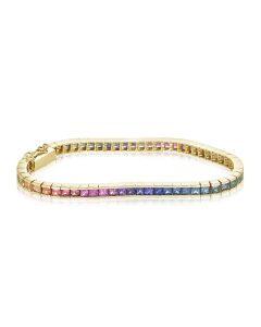 Rainbow Sapphire Tennis Bracelet 18K Yellow Gold (12ct tw) By:rainbowsapphirejewelers.com