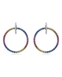 Lovely JEWELRY for WIFE Diamond & Sapphire Earrings Huggie Hoop Special Occassion Present for the Better Half