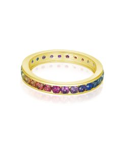 Matching Couple Sapphire Wedding Band Eternity 14K 18K Yellow Gold 3 Carat