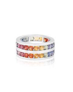 Rainbow Sapphire Double Row Eternity Ring 14K White Gold (8ct tw)By:rainbowsapphirejewelers.com