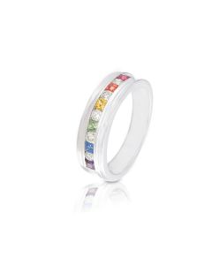 White Gold Mens Wedding Band Diamond Sapphire Band Man Engagement Ring 14K Solid Gold Band