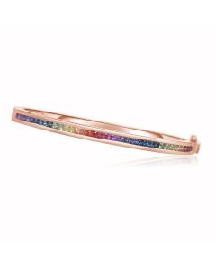 Go-to GLAM Gemstone Stack Bangle Pink Gold 14K 18K Ombre Sapphire Solid Bracelet | Pastel Special Order