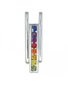 Rainbow Sapphire Bar Pendant 925 Sterling Silver (1.2ct tw) by RainbowSapphireJewelers.com