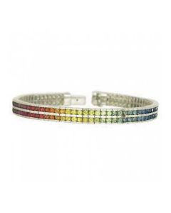 Rainbow Sapphire Double Row Tennis Bracelet 925 Sterling Silver (16ct tw) By:rainbowsapphirejewelers.com