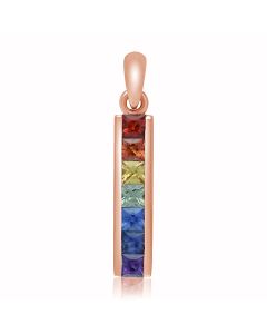 Rainbow Vertical Pendant in 14K 18K Pink Gold Sapphire Princess Cut 3mm 1.3 Carat